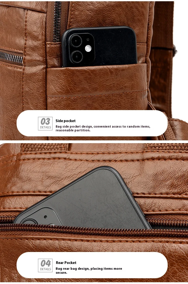 Neue Ankunft Hot PU Rucksack Leder Rucksack Geldbörse für Frauen Multifunktionaler eleganter Tagesrucksack für DamenLässige Reiserucksäcke – Detail 6