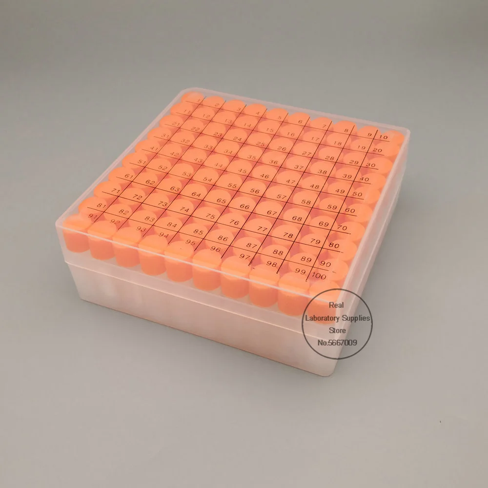 100pieces plastic 1.8ml freezing tube + one piece 100 vents plastic Freezing tube storage box with number