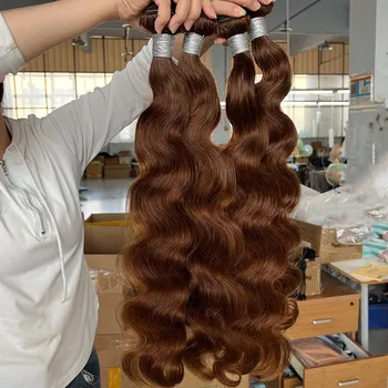 #4 Chocolate Brown Body Wave 10-30 Inch Honey Blonde Bundles Human Hair #4 Colored Brazilian Hair Weave Bundles Women Raw Hair 1