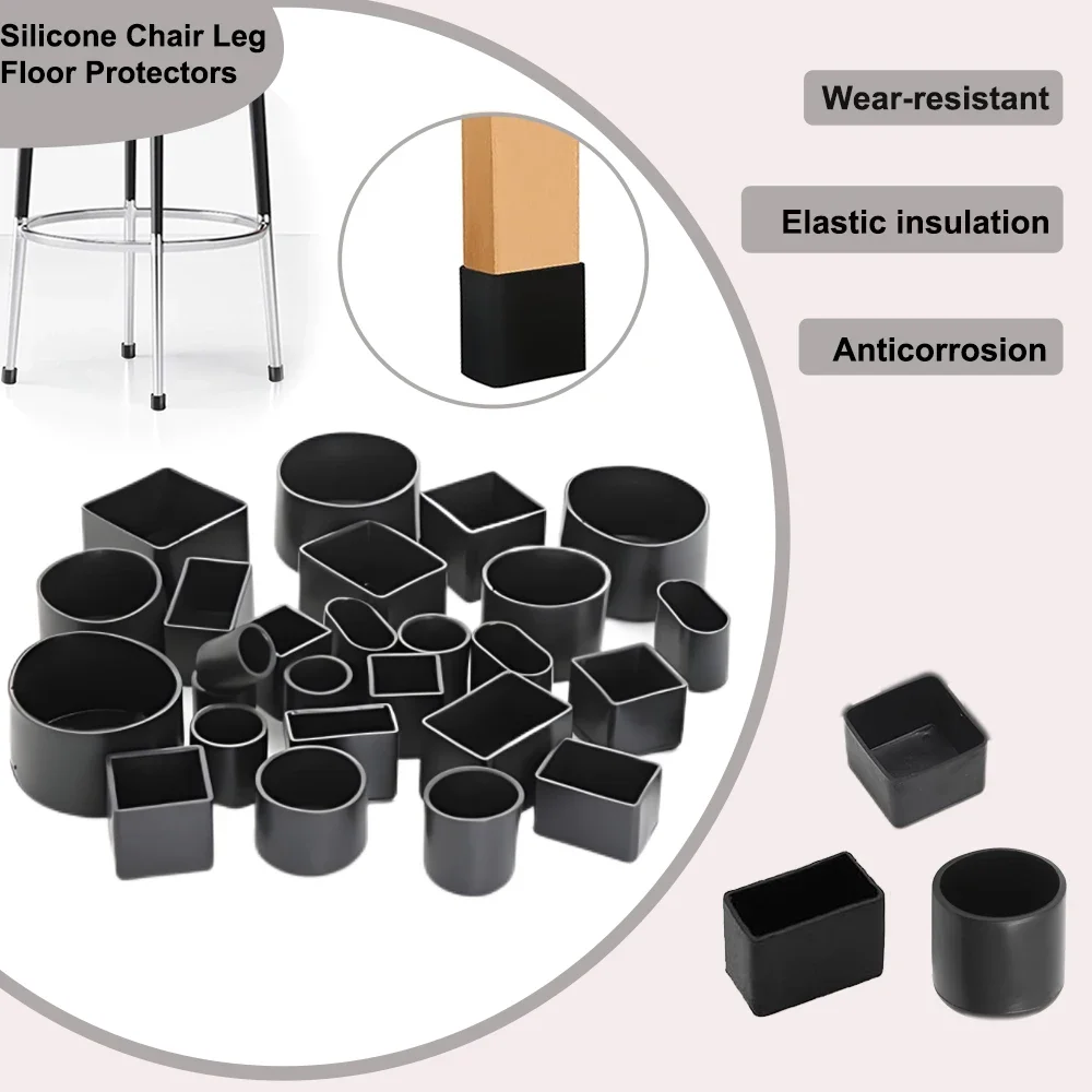 Silicone Chair Leg Caps - Non-Slip Floor Protectors, Dust Covers, and Furniture Leveling Feet (4-Pack)