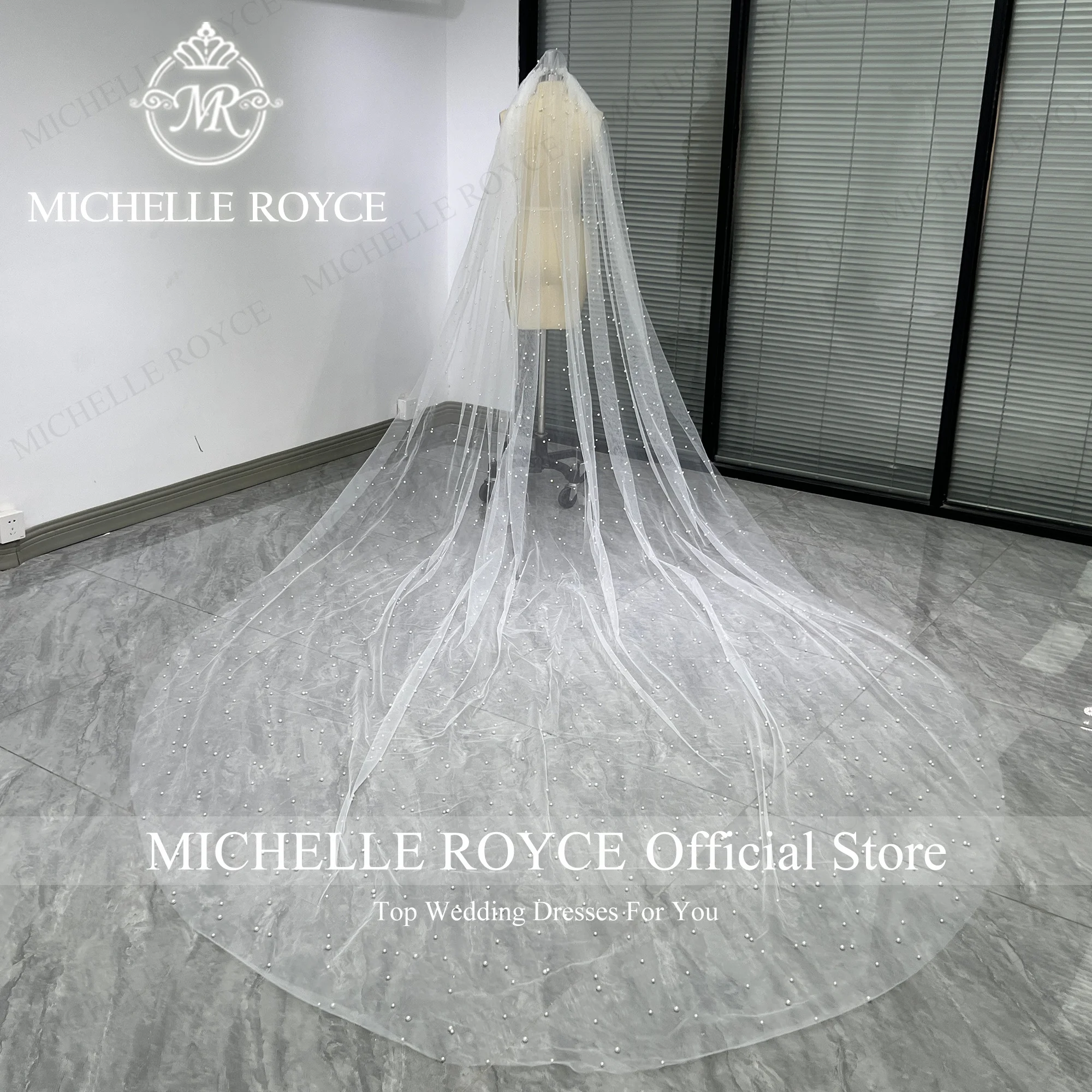 Michelle Royce Customized Adult Wedding Veils custom made length Beaded