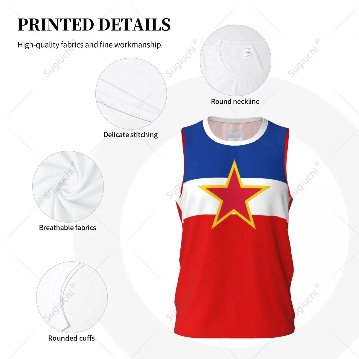 Yugoslavia Flag Men Basketball Sports Running Fitness Multifunction Sleeveless tshirt Exclusive Name Nunber