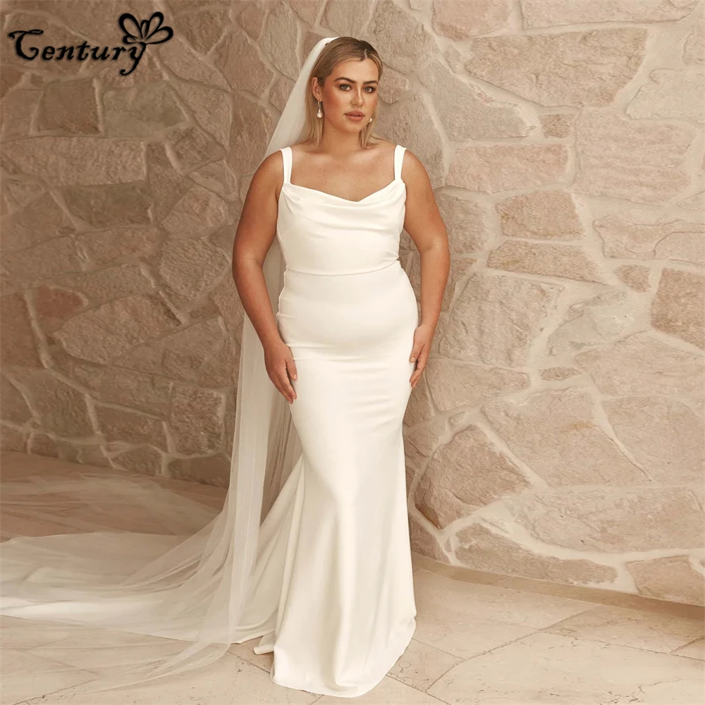 

Backless Wedding Dresses Mermaid 2024 Spaghetti Straps Simple Bride Dress Civil Bridal Gowns Plus Size Vestido De Noiva