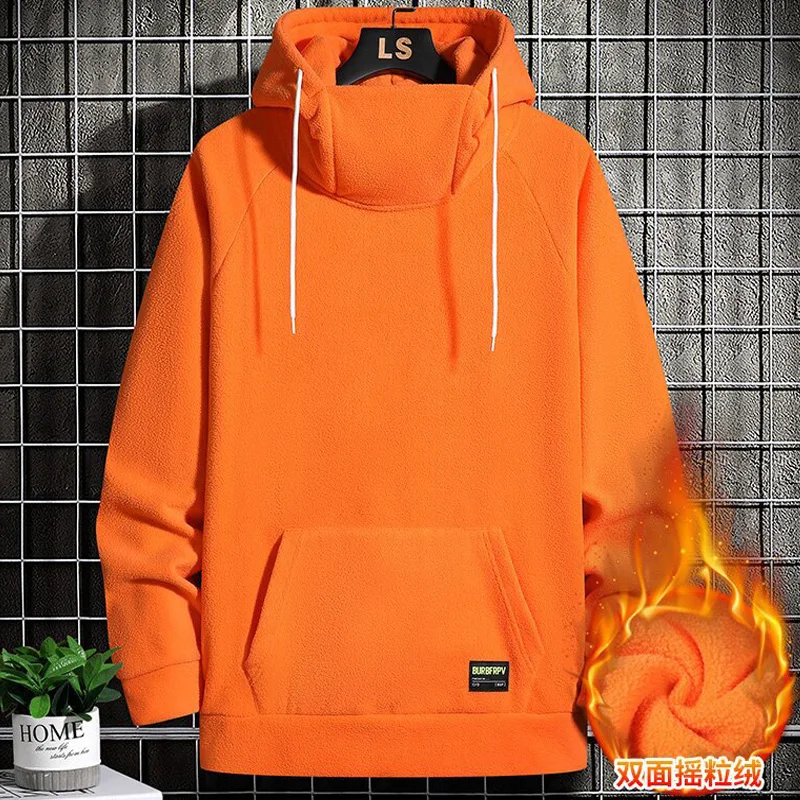 Hoodies Sweatshirt mens spring autumn new Fleece Hoodie Pure color hooded Sweatshirts Men\'s casual warmth Sweatshirt size M-5XL