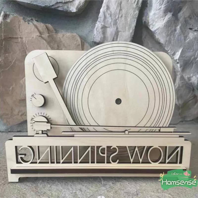 Now Spinning Album Stand Now Playing Vinyl Record Holder Stand Display Wood Vinyl Storage Stands Accessories 4