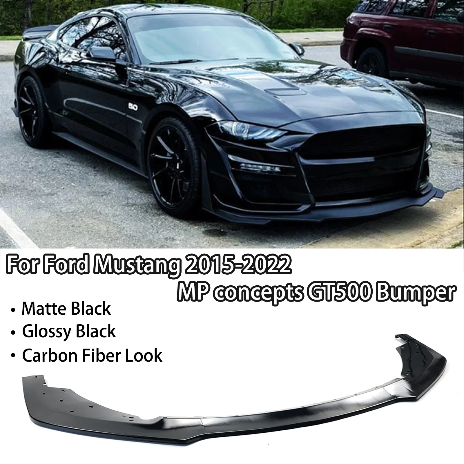 

Для 2015-202 Ford Mustang MP концепции GT500 бампер передний бампер разветвитель для губ Диффузор наполнитель матовый черный углеродное волокно внешний вид