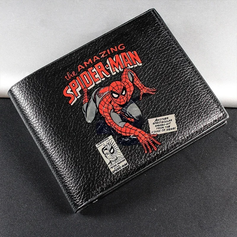 Marvels Spiderman Deadpool Wolverine Pu Cartera corta para hombre