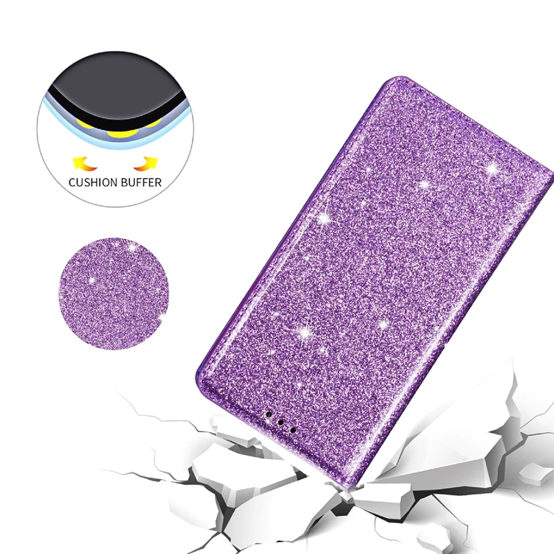 Sparkling Leather Flip Wallet Case with Glitter Finish