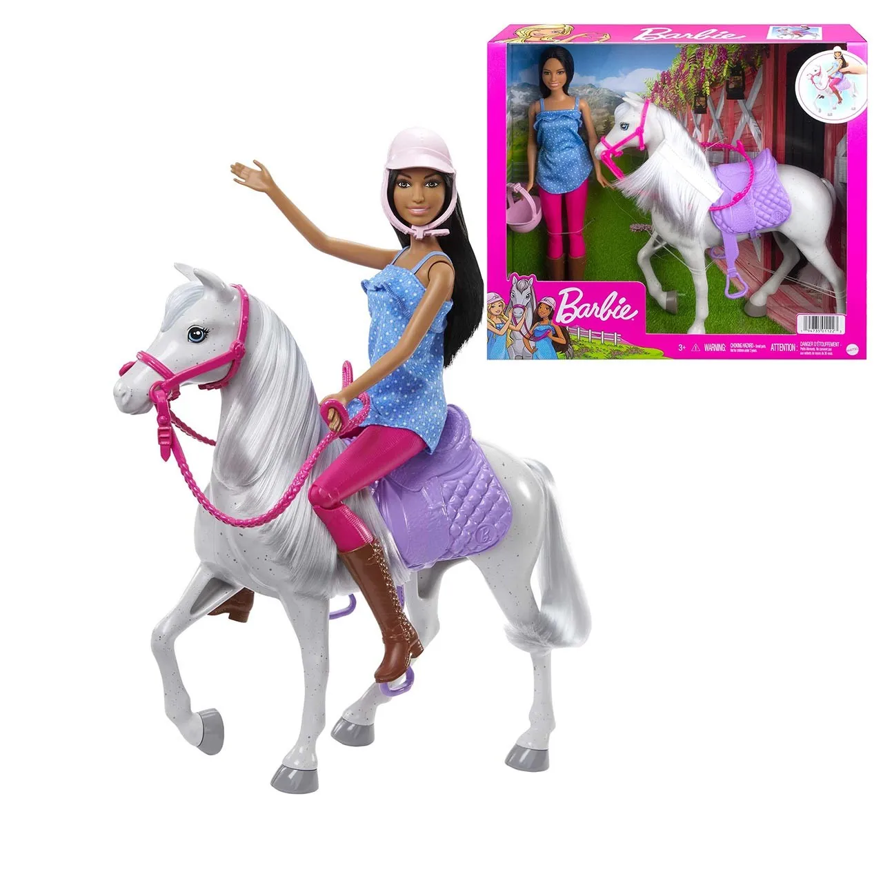 Barbie brune, temps de conduite avec cheval, BARBIE HCJ53 - AliExpress