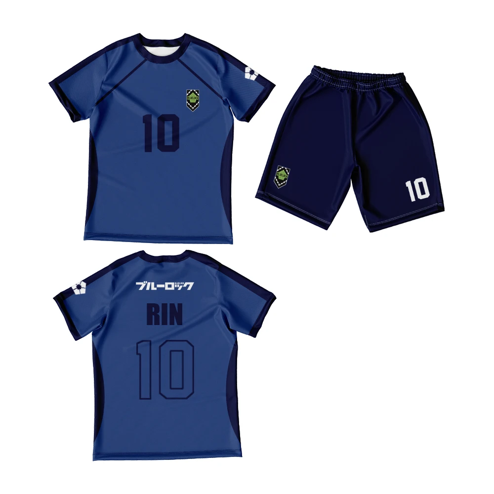 Blue Lock Isagi Yoichi Men T-shirt Shorts Set Cartoon Anime Cosplay Male Tee Shirt Suit Custom Summer Women Jerseys Sets 2