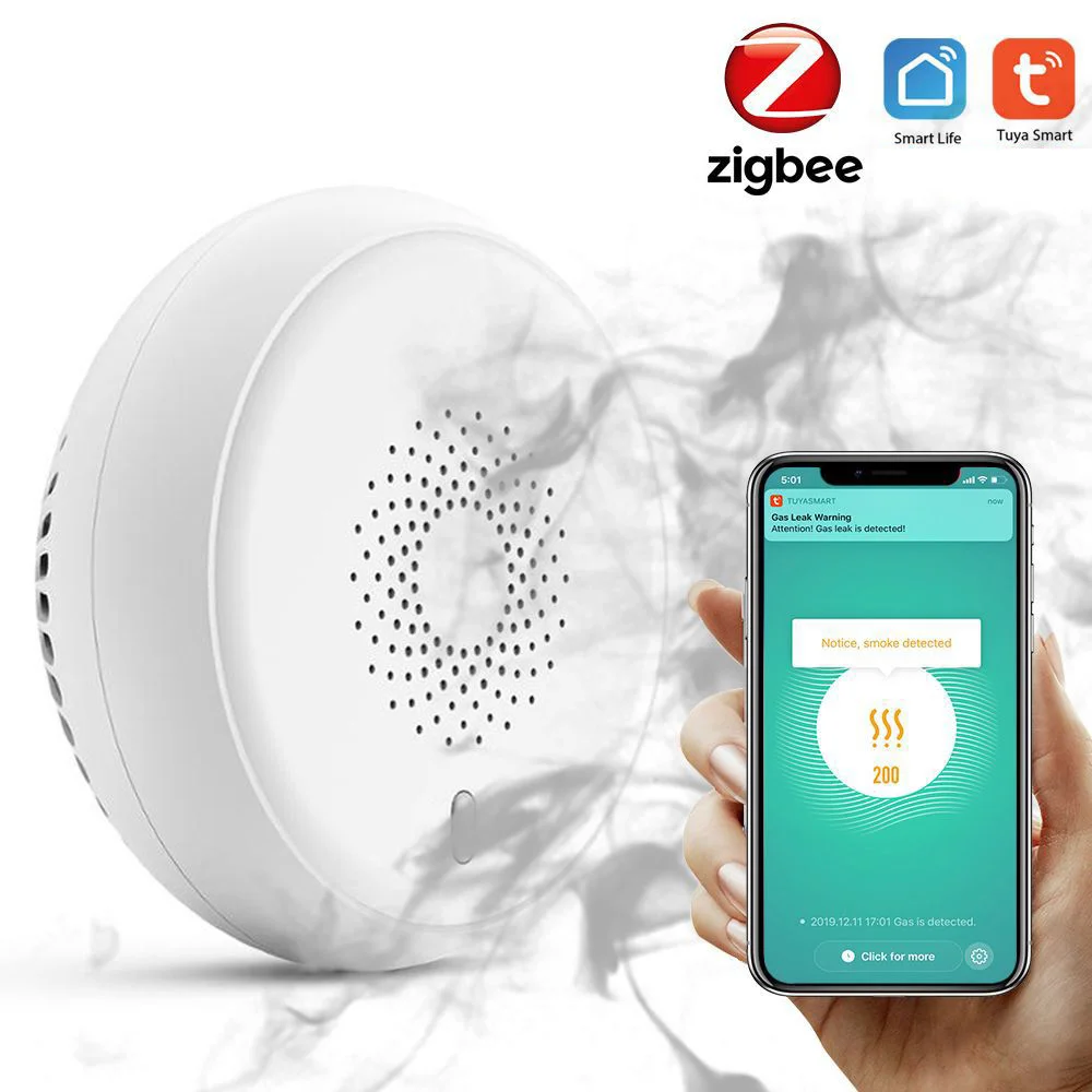 

Tuya Zigbee Smoke Detector New Wireless Smoke Sensor Intelligent Linkage Detecting Fire Alarm Security Protection Smart Life