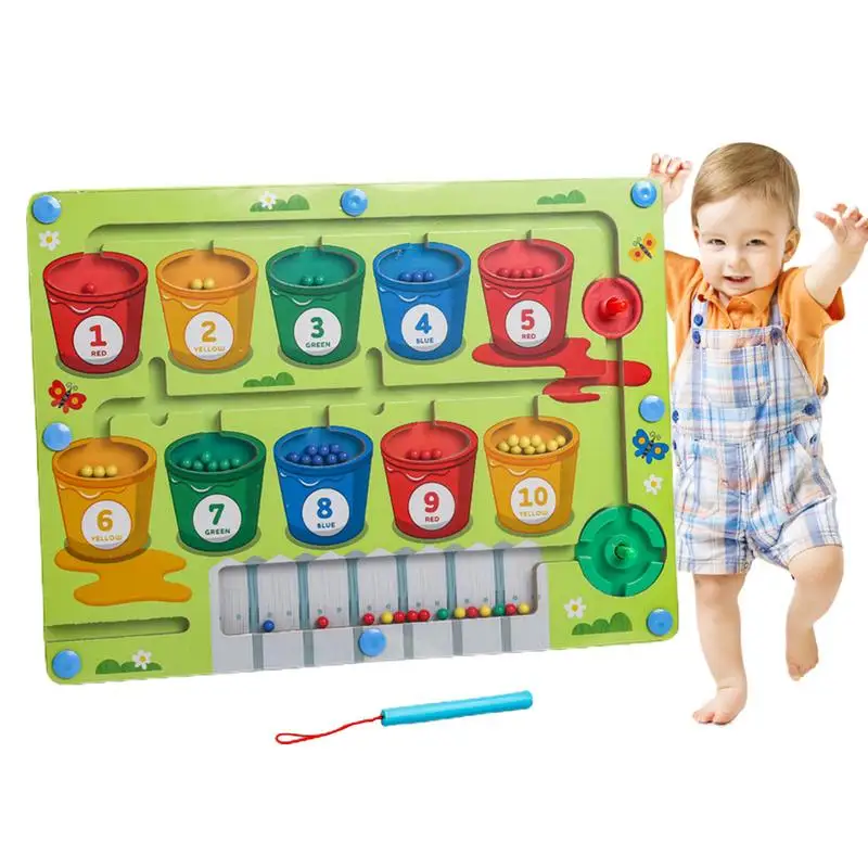 

Wooden Magnetic Maze Puzzles Wooden Board Game For Sorting Educational Color Matching Counting Learning Toys For Boys Girls 3