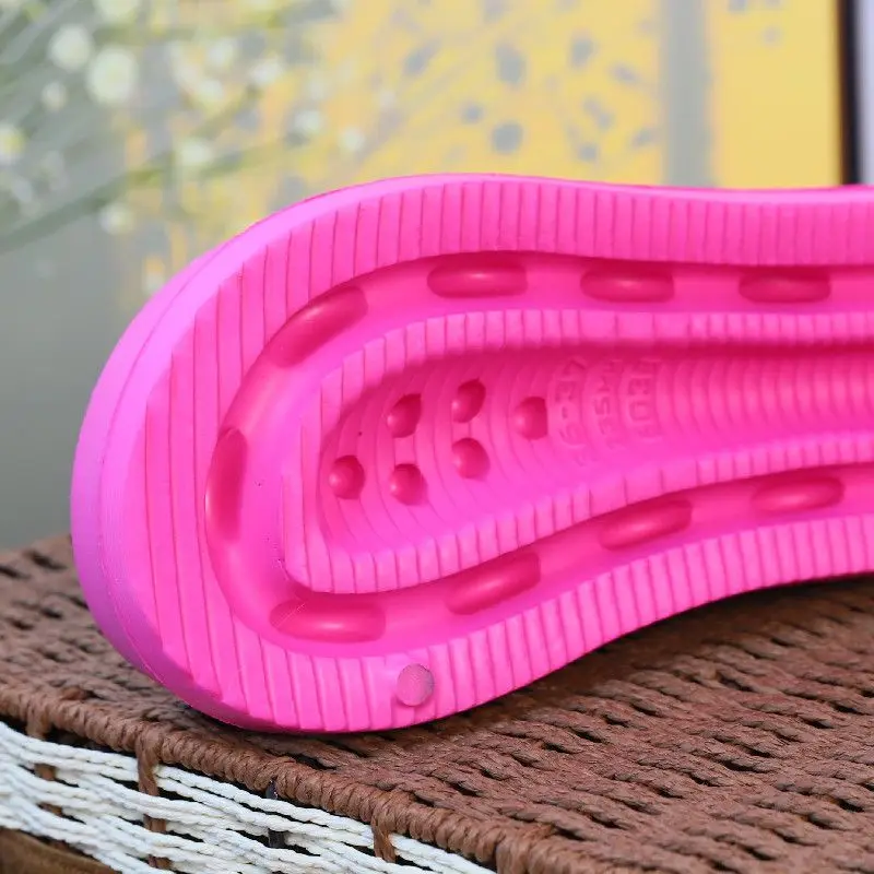 Summer high wedge sandals women's 7cm chunky heel mules women candy color slippers white mules house shoes woman outdoor slipper