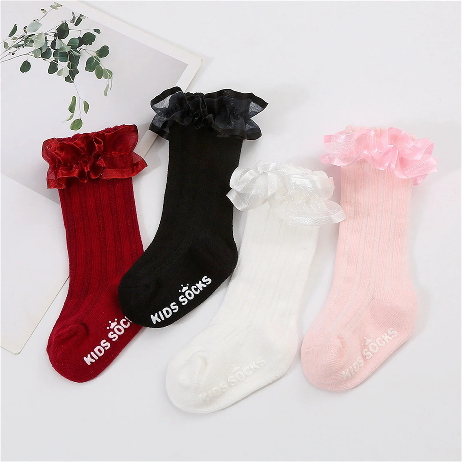 

Toddler Baby Stockings Girls Sweet Ankle Socks Spring Summer Cotton Blend Ruffled Trim Princess Socks for Party Wedding Travel