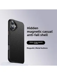 Kevlar Carbon Fiber Magnetic Shockproof Phone Case with MagSafe Compatibility for iPhone 15 Plus (Black)