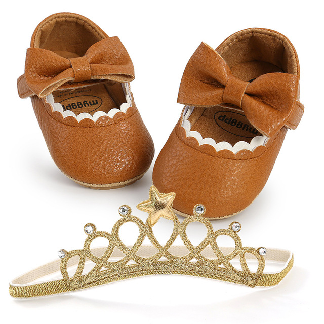 Spring Autumn Newborn First Walker Shoes Infant Toddler Bowknot Non-slip Rubber Soft-Sole Flat  Baby Bow Decor Mary Janes