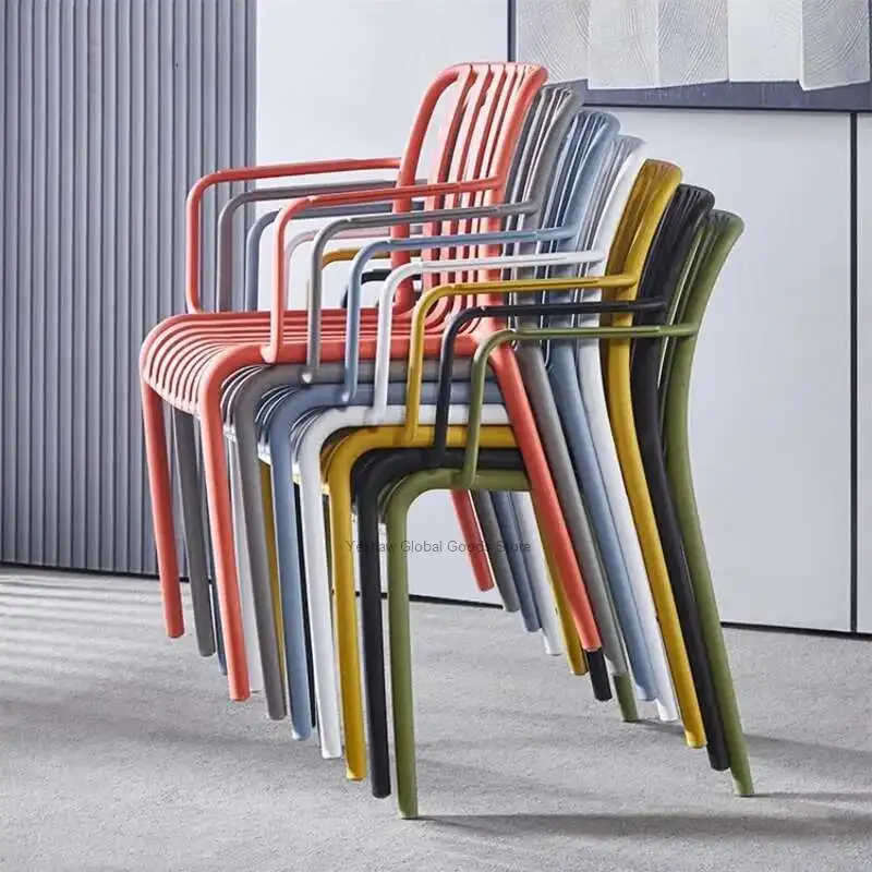 Design Mid Century Green Handle Waterproof Plastic Garden Chairs Outdoor Industerial Mueble Para Jardin Furniture