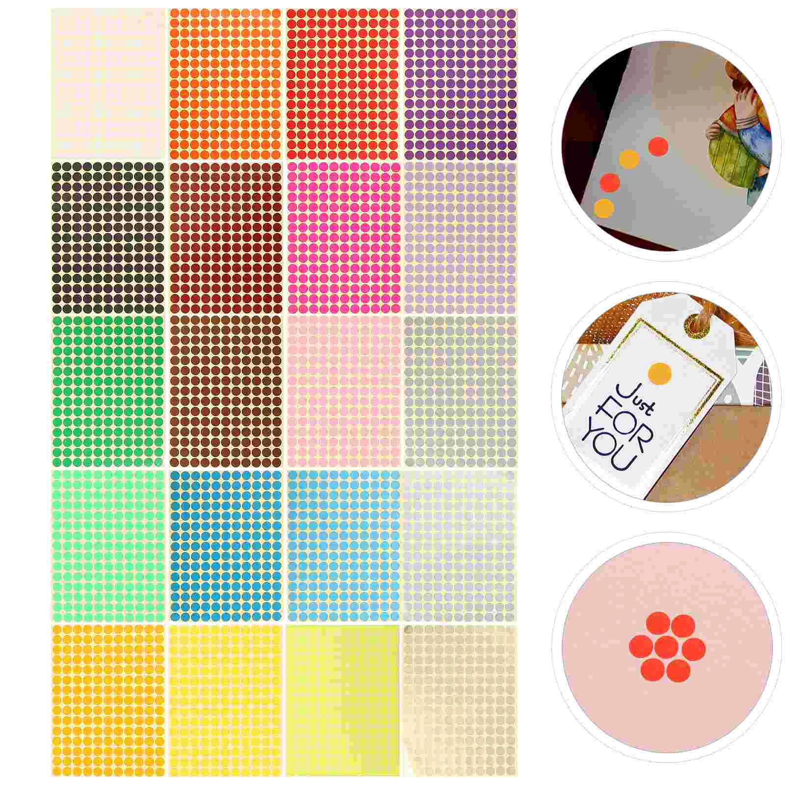 

20 Sheets Stickers Dot Decals Circle Labels Round Decorate Sticky Colored Decorative Small Dots Coded