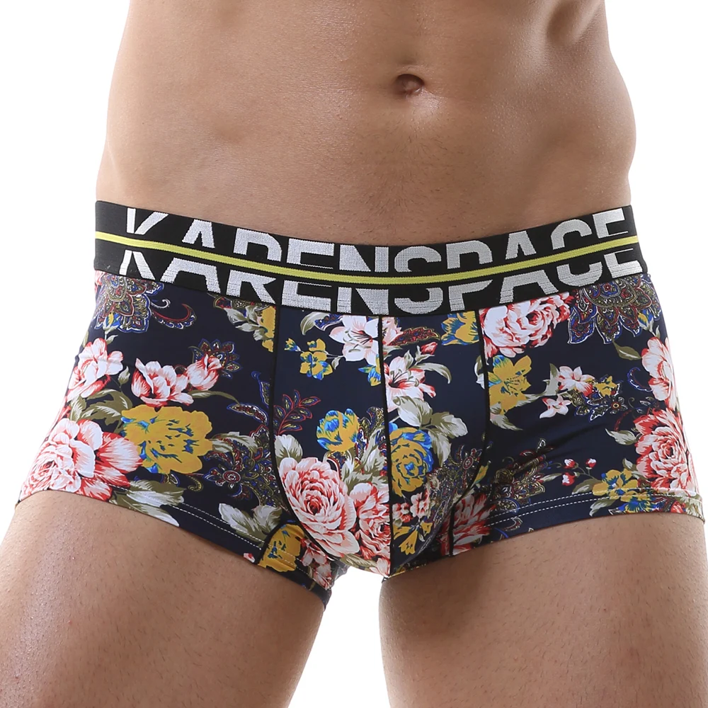 

Men Soft Ice Silk Breathable Printed Low Rise Underwear Underpants Boxers Shorts Briefs Printed Panties Male Boxer Shorts