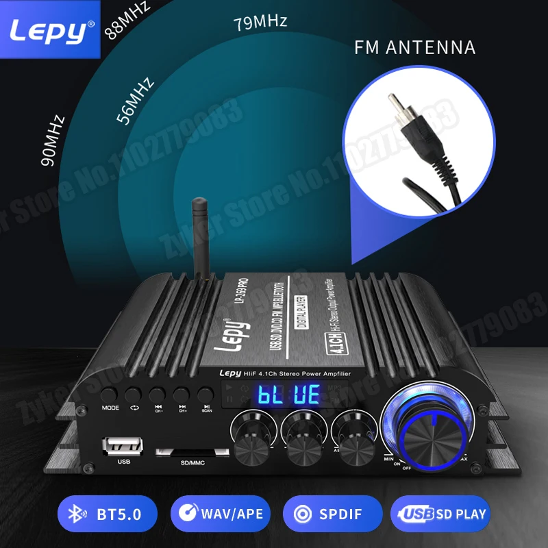 LP-269 PRO 4.1 Channel Bluetooth 5.0 Amplifiers For Home Car Theater Amplificador Coaxial in USB SD FM Function Subwoofer Output