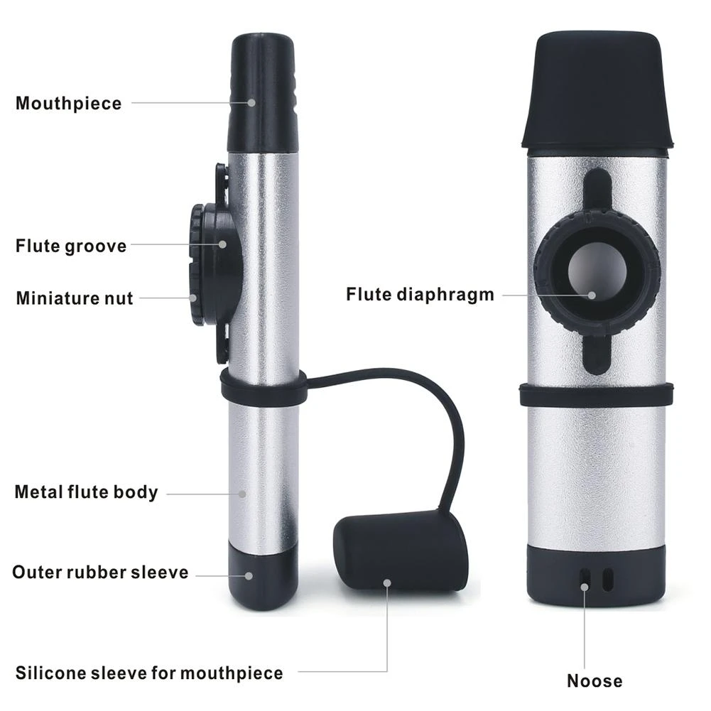 Portable Professional Aluminum Kazoo With Spare Membrane Lightweight