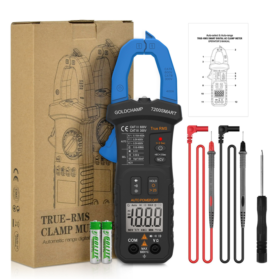 Digital Clamp Multimeter,TRMS 6000 Counts Clamp-on Avometer AC DC Voltage Current DMM Test Meter, Auto Range Ammeter Measure Res