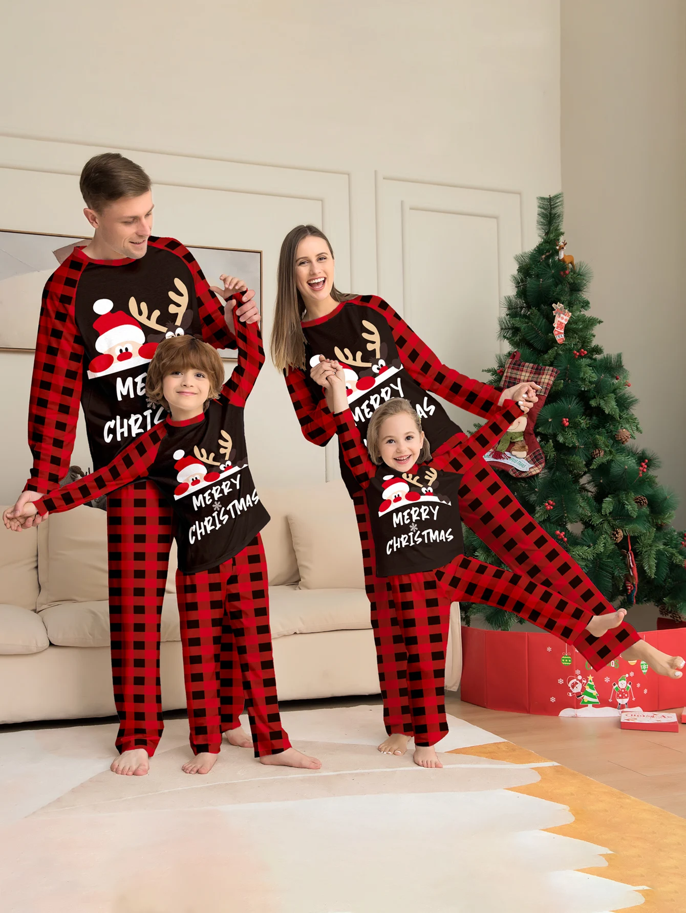 Xmas Family Matching Outfits 2023 Christmas Pajamas Family Clothes Family Christmas Pajamas Set Deer Mother Kids Adult Baby 2