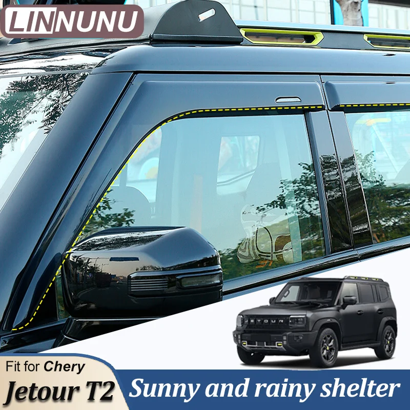 

LINNUNU Fit for Chery Jetour Traveller T2 2023 2024 Car Door And Window Rain Cover Sun visor shelter Rainproof ShieldAccessories