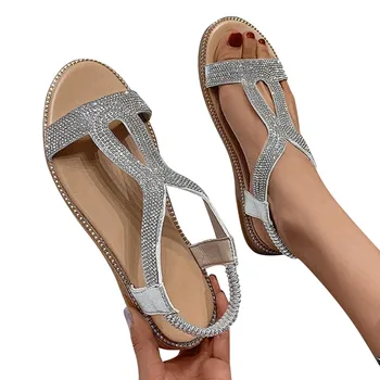Sandals Women 2023 Rhinestone Thick Wedges Sandals Casual Leisure Breathable Shoes Collective Womens Sandals Sandals For Women