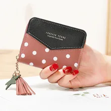 

PU Leather Short Tassel Zipper Women's Wallet Female Dot Print Small Coin Purse Money Clutch Bag Clip Business Card Holder
