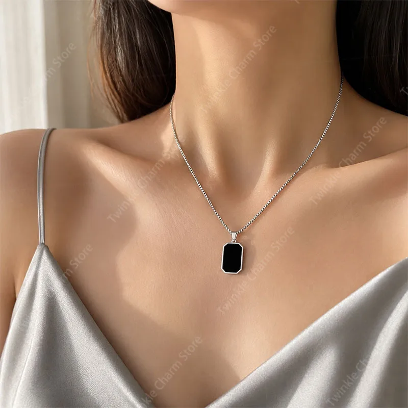 Necklaces Exquisite Minimalist Square Pendant Choker Chains Fashion Necklace For Women Jewelry Party Gifts Подвеска На Шею