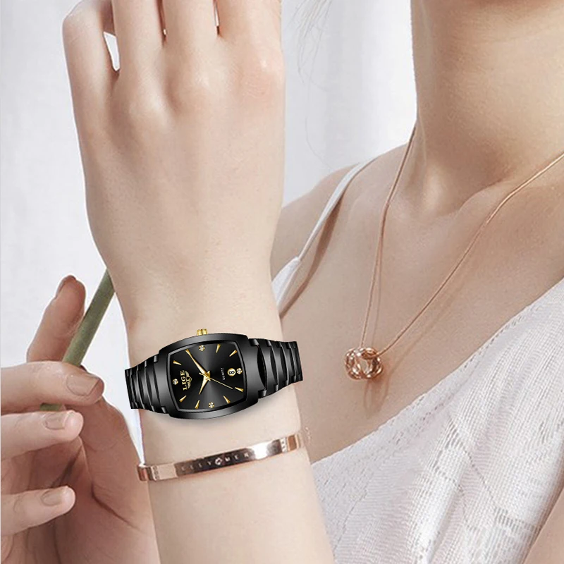 LIGE Top Brand Luxury Square Women Watches Fashion Waterproof Bracelet Ladies Watch Woman Quartz Wrist Watch Relogio Feminino
