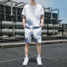 

Summer new men's short-sleeved casual sports set outdoor running loose two-piece set