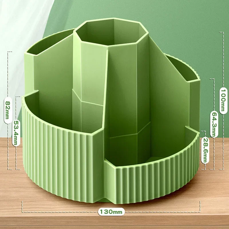 Desktop Stationery Organizer 5 Slots Stationery Storage Box 360 Degree Rotating Pencil Cup for Home Office School