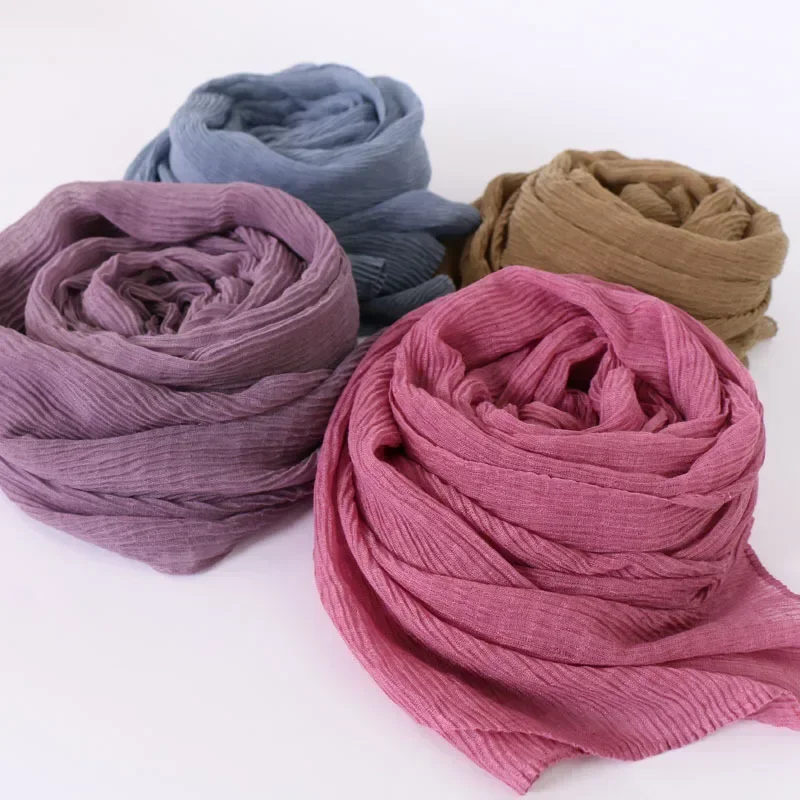 

Autumn New Voile Scarf For Women Girls Solid Color Cotton Sunscreen Scarves Summer Soft Foulard Viscose Female Wrap Shawls