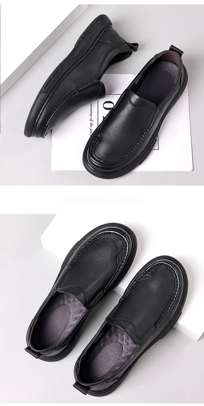 Casual leather round toe, autumn daily leather, men's shoes, slip resistant, loafers, toe layer cowhide,_voghion.com