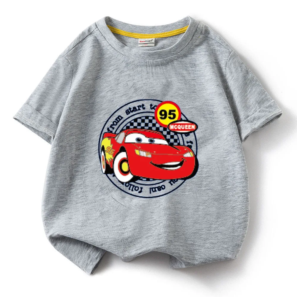 Disney co-branded McQueen Kids T-shirt Summer crew-neck cotton Boys Girls Handsome short-sleeved casual T-shirt Fashion T-shirt 4