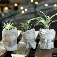 Pot de fleur en forme de tête de fille, moule en Silicone, Vase en béton, plâtre fait à la main, résine époxy, porte-stylo, moules, fournitures de décoration pour la maison 1