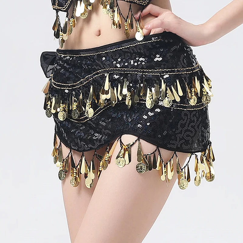 

New Arrivals Belly Dance Clothing Accessories Sequin Fringes Wrap Stretchy Mesh Base Women Bellydance Belts Hip Scarf