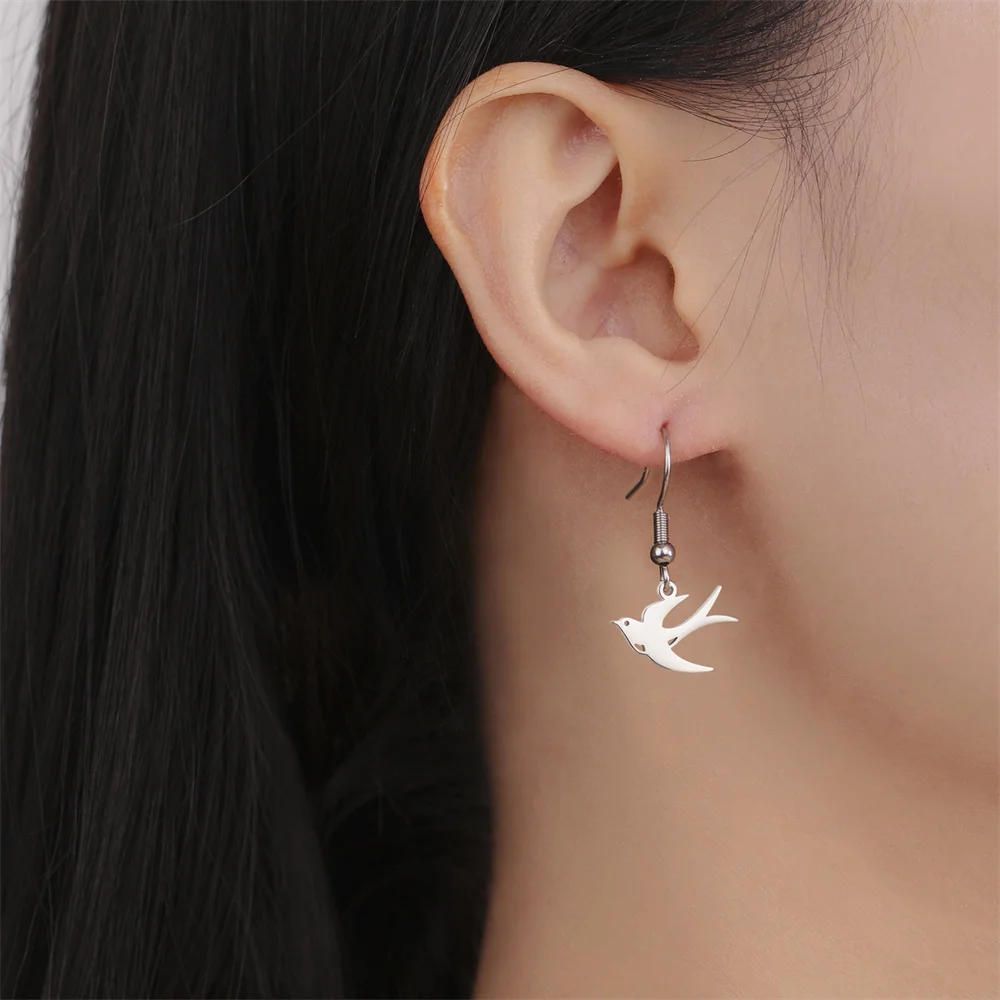 Edelstahl Ohrringe schlucken Anhänger baumeln Creolen Ohrringe 2024 Trend Charm Ohrringe für Frauen Schmuck Party besten Geschenke – Detail 19