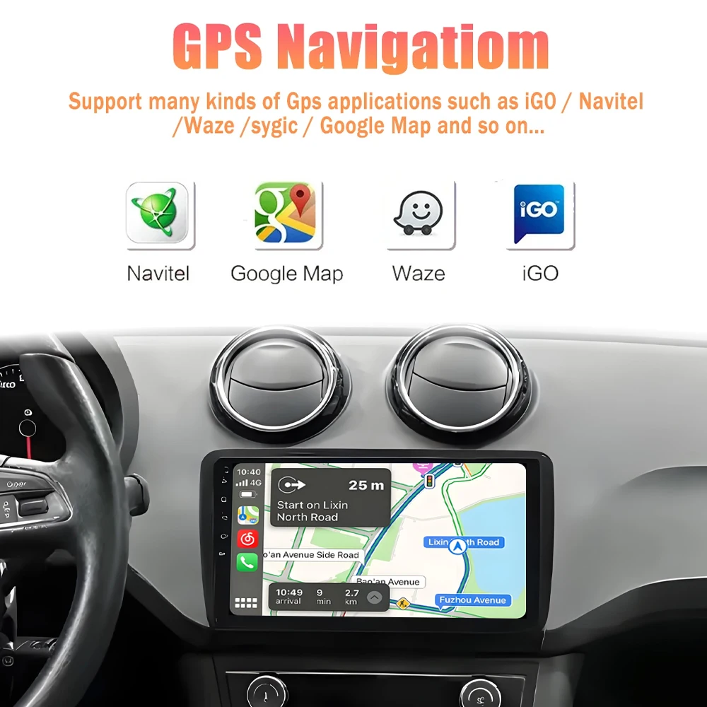 Radio Android para coche SEAT Ibiza 2016 - 2017, Carplay, multimedia, vídeo, sistemas de coche, GPS, navegación, reproductor estéreo, unidad principal BT 4