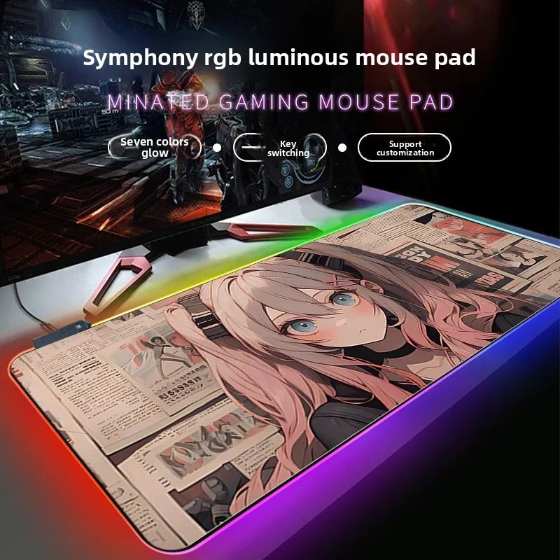 Mouse Pad Gaming XXL RGB con Diseño de Chica del Periódico y Luces de Fantasía Sba5a6891181144d28af18ac2e2ba316b4