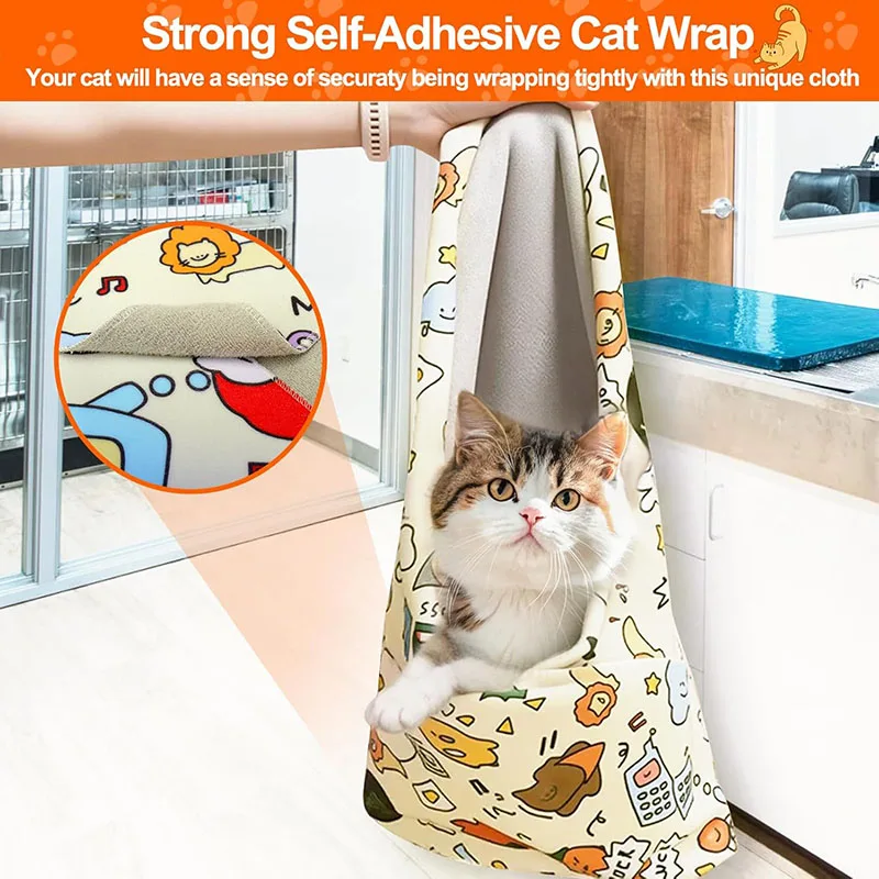 Cat Grooming Fixed Cloth Self-adhesive Fabric Wrap Anti Scratch Bite Nail Clipping Ear Cleaning