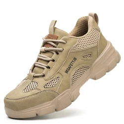 Breathable Steel Toe Safety Sneakers - Lightweight, Anti - Slip Work Shoes - 45 (Brown)