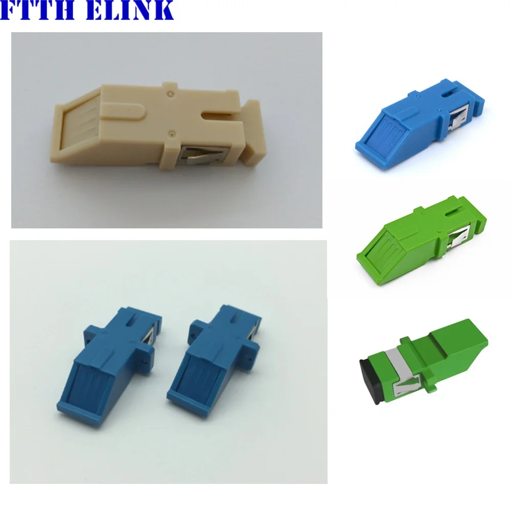 SC Adapter with shutter flange APC PC OM3 OM4 Fiber Optic coupler SM earless connector with open dust shutter FTTH ELINK 100pcs