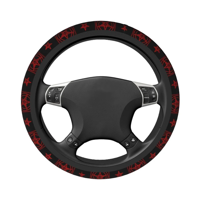 37-38 Car Steering Wheel Covers Baphomet Bandana Anti-slip Braid