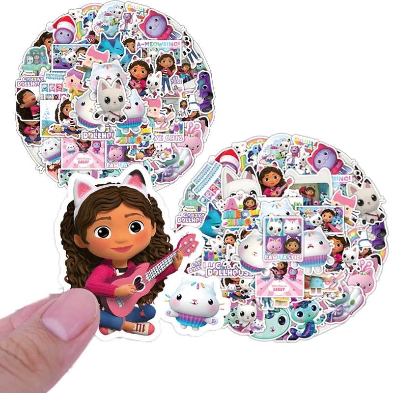 50/100Pcs Gabby Dollhouses Stickers Party Kids Sticker Skateboard Frigo Graffiti Valigia Telefono Notebook Sticker Kid Toy Gift