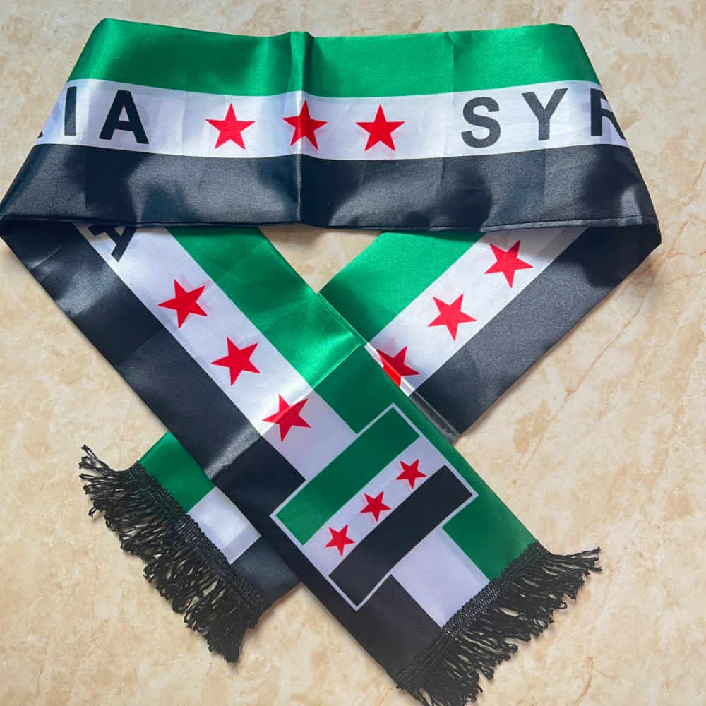 Syrian Scarf CZYSyria Scarf 14*135cm The Syrian Arab Republic Syrian Three Star Scarf Banner