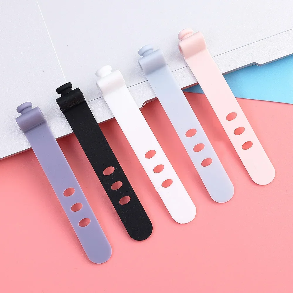 1/5/10Pcs Silicone Reusable Cable Organizer Earphone Clip Charger Cord Management 3 Hole  Wire Organizer Bobbin Winder Straps
