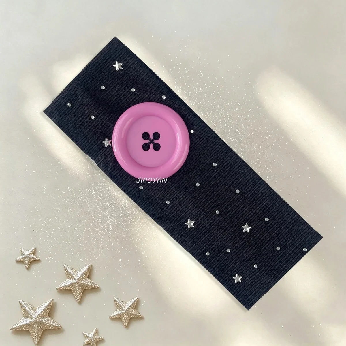 Retro Polka Dot Button Headband – Fashionable Y2K French Hair Accessory